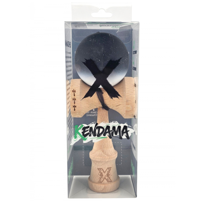 Kendama X Originala, Profesionala, OEM, Big Cups V2, Rubber Grip cu Cupe Mari, Rulment Metalic cu Ata 55 cm, Gradient Alb/Negru [4]