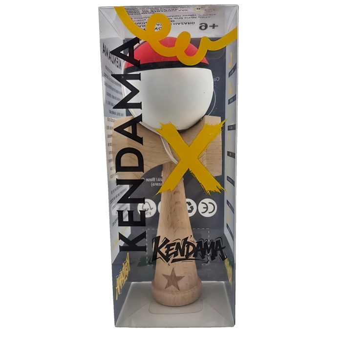 Kendama X Originala, Profesionala, OEM, din Lemn, Rubber Grip, 18 cm, Rosu/Alb [5]