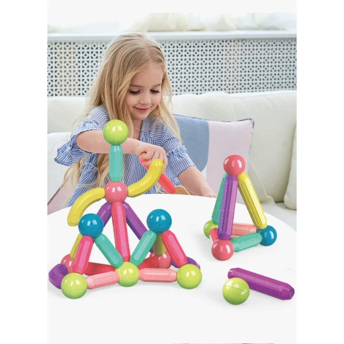 Set 42 de Piese Magnetice de Constructie, OEM, Puzzle, Forme, 3 Ani, ABS, Magnet, 20x6.5x18 cm, Multicolor [7]