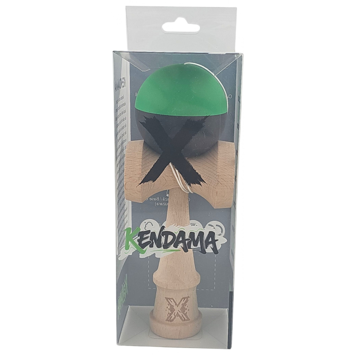 Kendama X Originala, Profesionala, OEM, 18 cm, din Lemn, Verde/Negru [4]