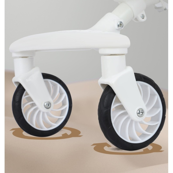 Carucior Sport OEM 3in1, 6-36 Luni, Reversibil, Pliabil, Tavita pentru Masa, Pozitie de Somn, Centura de Siguranta, Roti 360, Suport Pahar, Copertina pentru Soare, 32x63x95cm, Alb, Model Ursulet [4]