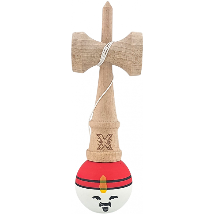 Kendama X Originala, Profesionala, Rege, OEM, din Lemn, 18 cm, Rosu/Alb/Galben [2]