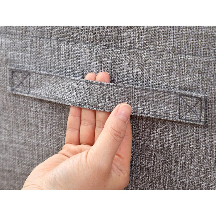 Cutie de depozitare pliabila, OEM, Cu fermoar, 100 L, Textil, 60x42x40 cm, Cadru Metalic, Suport Baza Stabil din Plastic, Gri [8]