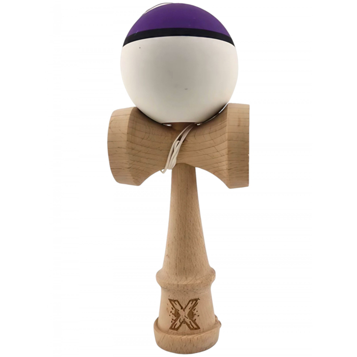 Kendama X Originala, Profesionala, OEM, din Lemn, 18 cm, Multicolor Mov/Negru/Alb [1]