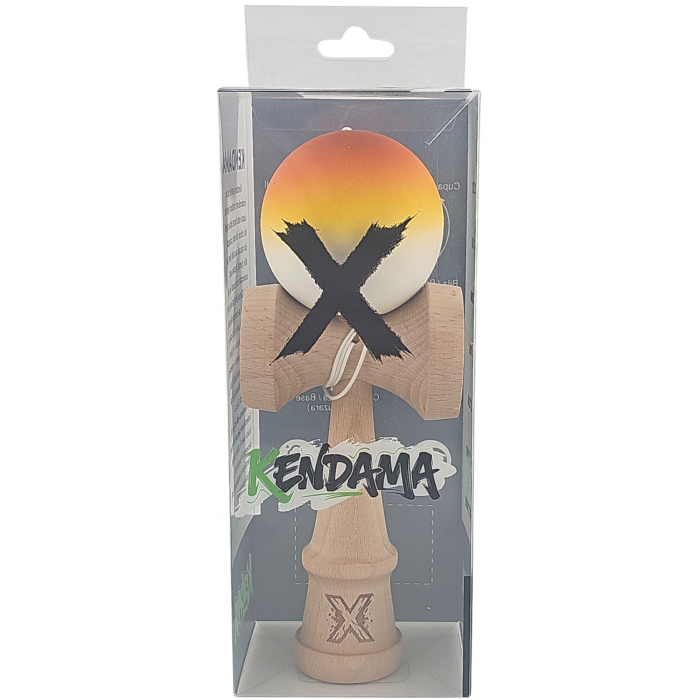 Kendama X Originala, Profesionala, OEM, din Lemn, Rubber Grip, 18 cm, Gradient Portocaliu/Galben/Alb [4]