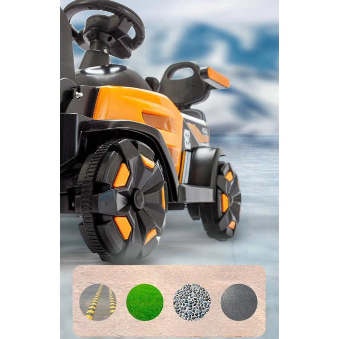 Masinuta Electrica OEM, Tip Excavator, Brat Electric cu Maneta de Control, Spatar si Bare Laterale, Sistem Muzica si Lumini, 1-8 Ani, 72 x 36 x 50 cm, Portocaliu [5]