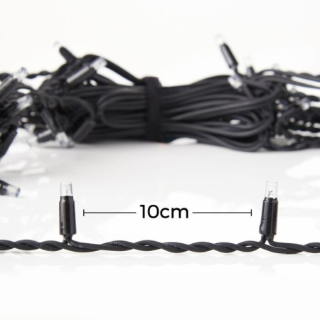 Sectiune Instalatie de Craciun, OEM®, Tip Turturi, 5 m, 120 LED-uri, cu Flash, Fir Negru, Lumina Alb Rece, IP65, Interconectabila [1]