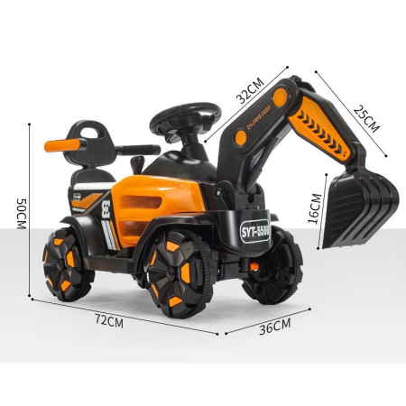 Masinuta Electrica OEM, Tip Excavator, Brat Electric cu Maneta de Control, Spatar si Bare Laterale, Sistem Muzica si Lumini, 1-8 Ani, 72 x 36 x 50 cm, Portocaliu [7]