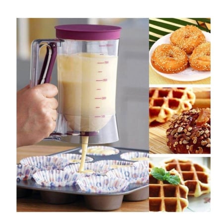 Dispenser de aluat pentru prajituri OEM, Batter Dispenser, din plastic, maner cu arc, 900 ml, usor de manipulat si utilizat, Mov [4]