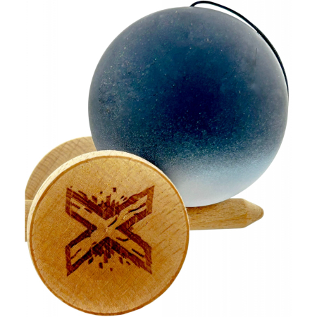 Kendama X Originala, Profesionala, OEM, Big Cups V2, Rubber Grip cu Cupe Mari, Rulment Metalic cu Ata 55 cm, Gradient Alb/Negru [6]