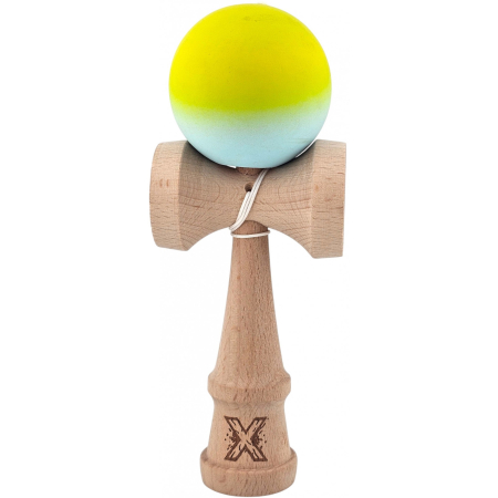 KENDAMA - Kendama X Originala, Profesionala, OEM, din Lemn, Rubber Grip, 18 cm, Galben Verde