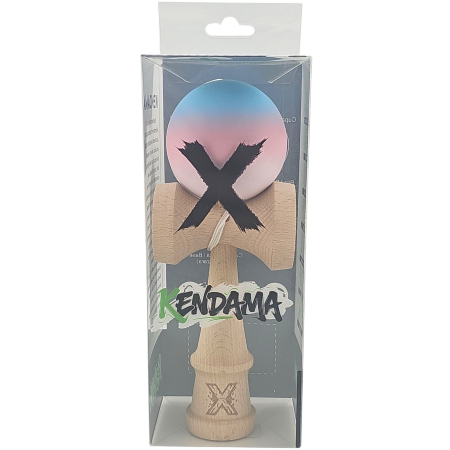 Kendama X Originala, Profesionala, OEM, din Lemn, Rubber Grip, 18 cm, Gradient Albastru/Roz/Alb [3]