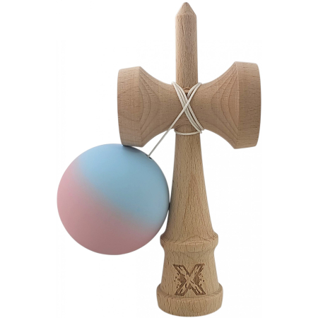 Kendama X Originala, Profesionala, OEM, din Lemn, Rubber Grip, 18 cm, Albastru/Lila [3]