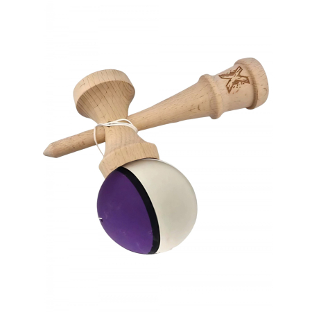 Kendama X Originala, Profesionala, OEM, din Lemn, 18 cm, Multicolor Mov/Negru/Alb [3]