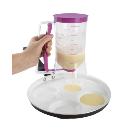 Dispenser de aluat pentru prajituri OEM, Batter Dispenser, din plastic, maner cu arc, 900 ml, usor de manipulat si utilizat, Mov [2]