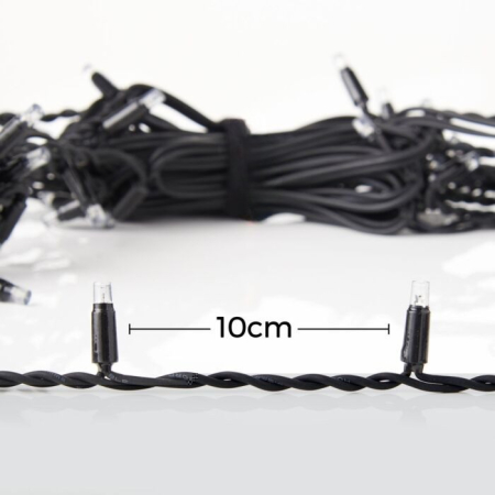 Instalatie Craciun Profesionala de Exterior IP65, 40 m, 960 Led-uri Mari ,Franjuri, Alb rece, Flash, Alimentator, Interconectabila, Prelungitor 6.5 m inclus, Fir Negru Cauciucat, 220v, OEM [10]