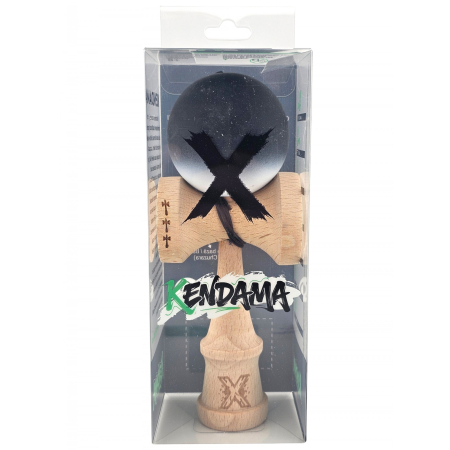 Kendama X Originala, Profesionala, OEM, Big Cups V2, Rubber Grip cu Cupe Mari, Rulment Metalic cu Ata 55 cm, Gradient Alb/Negru [3]