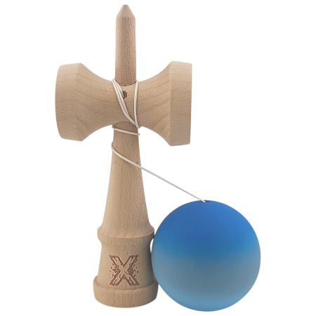 Kendama X Originala, Profesionala, OEM, din Lemn, Rubber Grip, 18 cm, Albastru/Gri/Bleu [1]