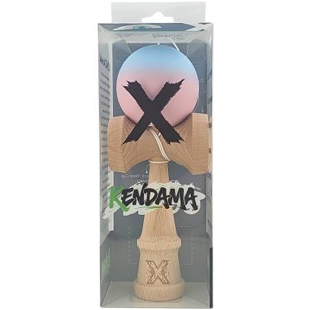 Kendama X Originala, Profesionala, OEM, din Lemn, Rubber Grip, 18 cm, Albastru/Lila [4]