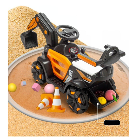 Masinuta Electrica OEM, Tip Excavator, Brat Electric cu Maneta de Control, Spatar si Bare Laterale, Sistem Muzica si Lumini, 1-8 Ani, 72 x 36 x 50 cm, Portocaliu [13]