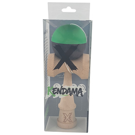 Kendama X Originala, Profesionala, OEM, 18 cm, din Lemn, Verde/Negru [3]