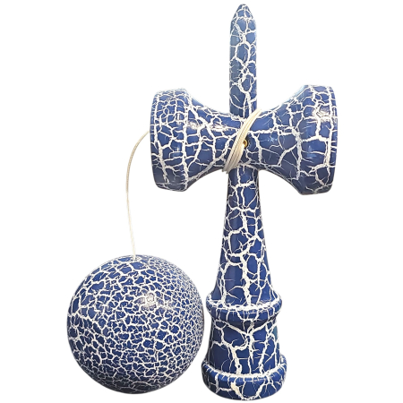 Kendama X Originala, Profesionala, OEM, Cracked, din Lemn, 18 cm, Albastru/Alb [1]