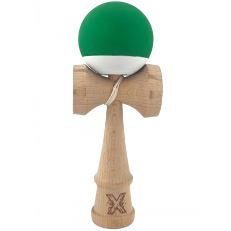 KENDAMA - Kendama X Originala, Profesionala, OEM, din Lemn, 18 cm, Rubber Grip, Verde Alb