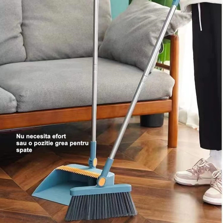 Set Matura si Faras cu Coada OEM, cu Dinti de Pieptene pentru Curatare Matura, rotativ, pliabil, detasabil, Otel inoxidabil si Polipropilena, albastru [2]