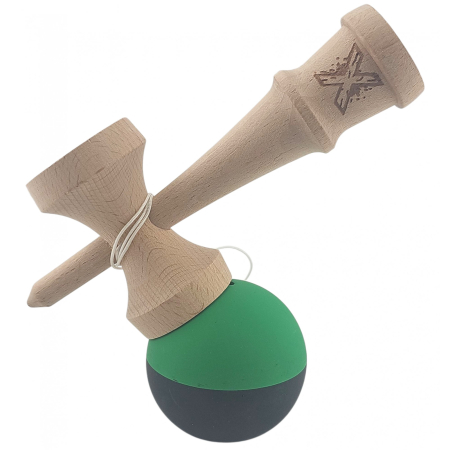 Kendama X Originala, Profesionala, OEM, 18 cm, din Lemn, Verde/Negru [1]