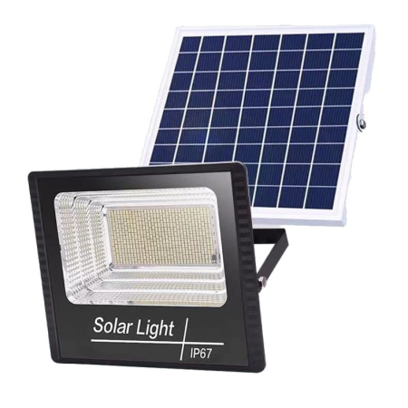Lampi solare - Lampă solară stradală, OEM, 100 LED, 30 W, cu panou solar, brat de montare inclus