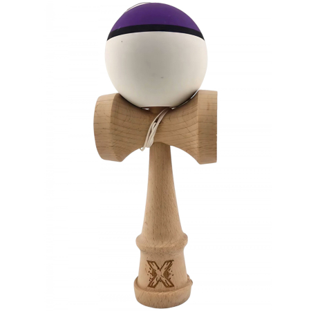 KENDAMA - Kendama X Originala, Profesionala, OEM, din Lemn, 18 cm, Multicolor Mov/Negru/Alb