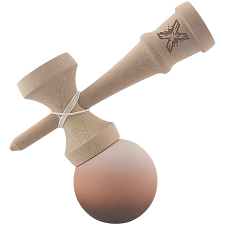 Kendama X Originala, Profesionala, OEM, din Lemn, Rubber Grip, 18 cm, Maro/Bej/Roz [2]