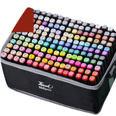 Markere si Set Desen - Markere cu Alcool Touch Room, OEM, Paleta mare Set de 168+ de Culori, Capat Lat si Capat Precis, Geanta Inclusa, Multicolor