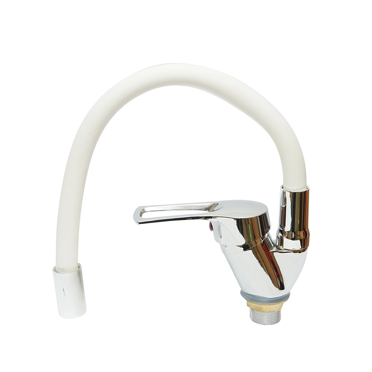 Baterie chiuveta bucatarie cu pipa flexibila, finisaj crom cu alb, stativ cu monocomanda, material aliaj zinc, accesorii incluse [2]