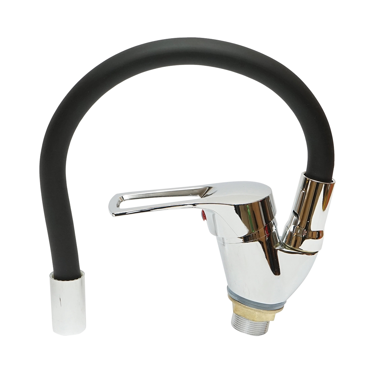 Baterie chiuveta bucatarie cu pipa flexibila, finisaj crom cu negru, stativ cu monocomanda, material aliaj zinc, accesorii incluse [3]