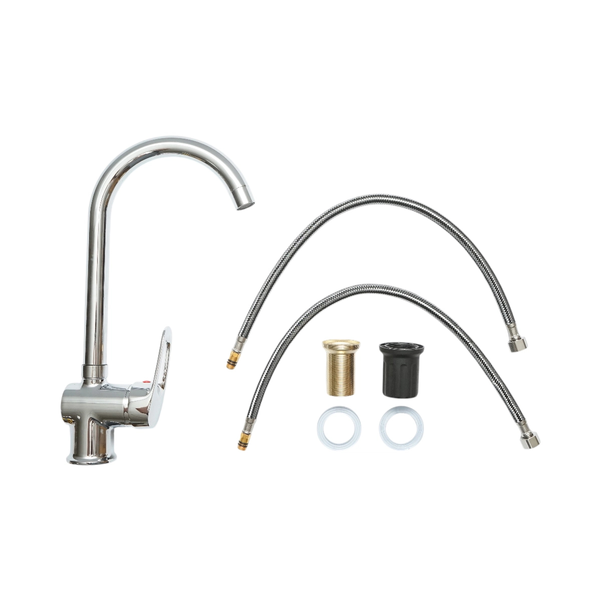 Baterie chiuveta bucatarie rotativa monocomanda, cartus ceramic, crom lucios [2]