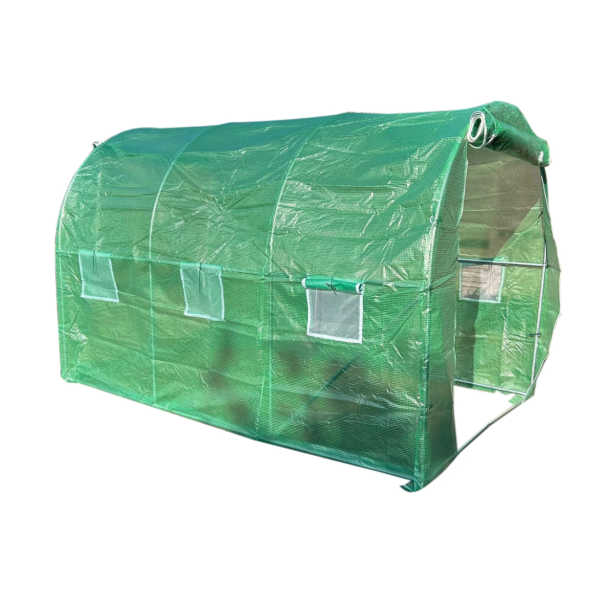 Solar de gradina 300x200x200cm cu sistem irigare, folie verde PE cu plasa 140g/mp UV, 6 ferestre, 2 usi, teava otel galvanizat 25mm [2]