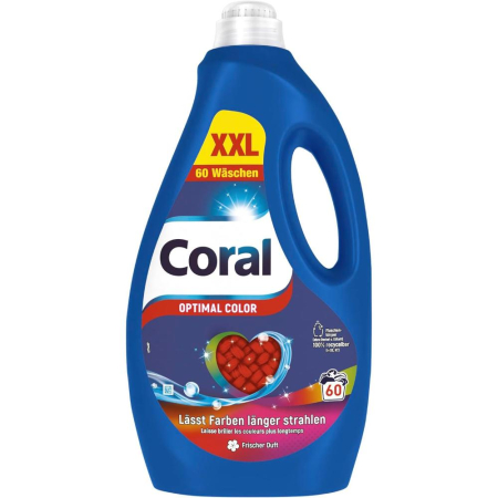 Detergenți - Detergent lichid Coral Optimal Color, 60 spălări, 3 Litri