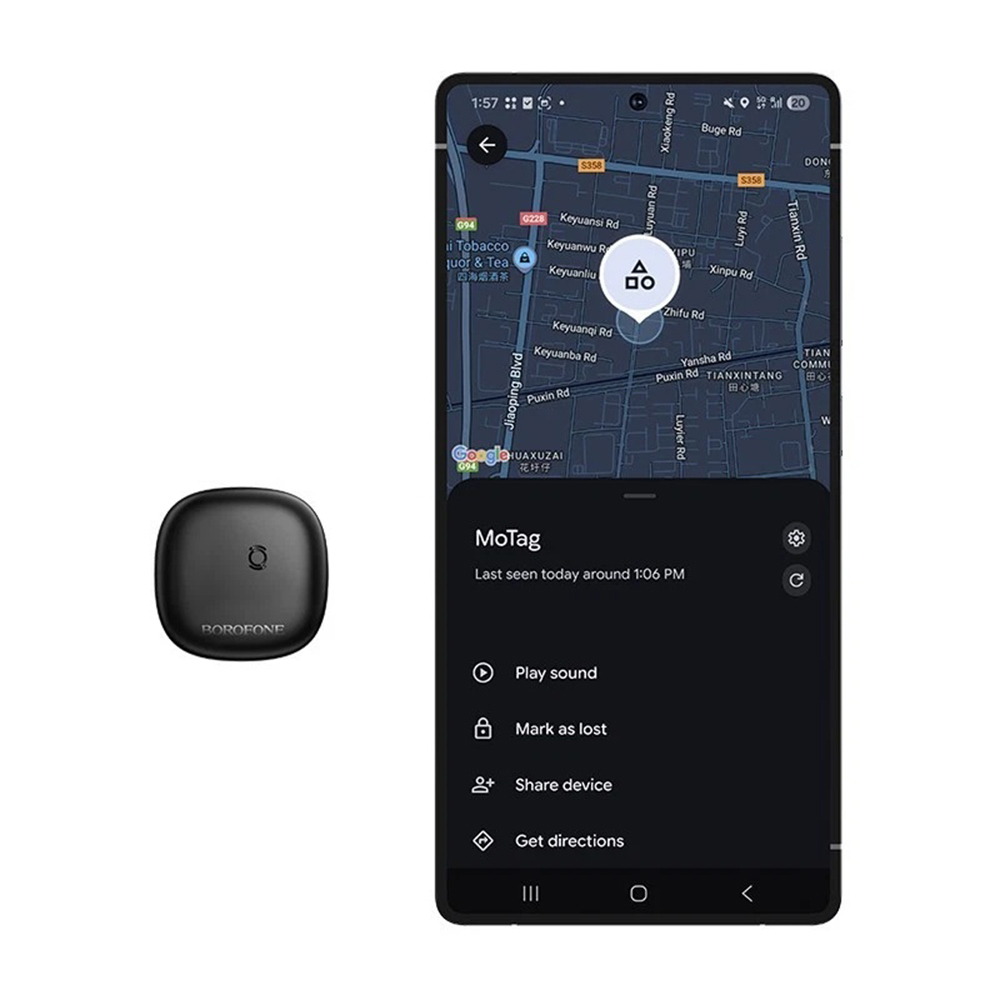 Tracker compact Borofone pentru localizarea obiectelor prin Google Find Hub pe dispozitive Android [5]