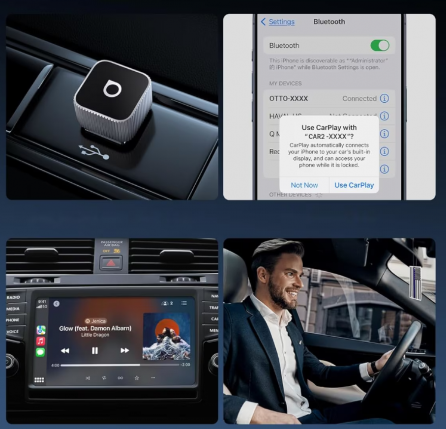 Adaptor wireless Ottocast Mini Cube CP88-T2 CarPlay Android Auto [4]