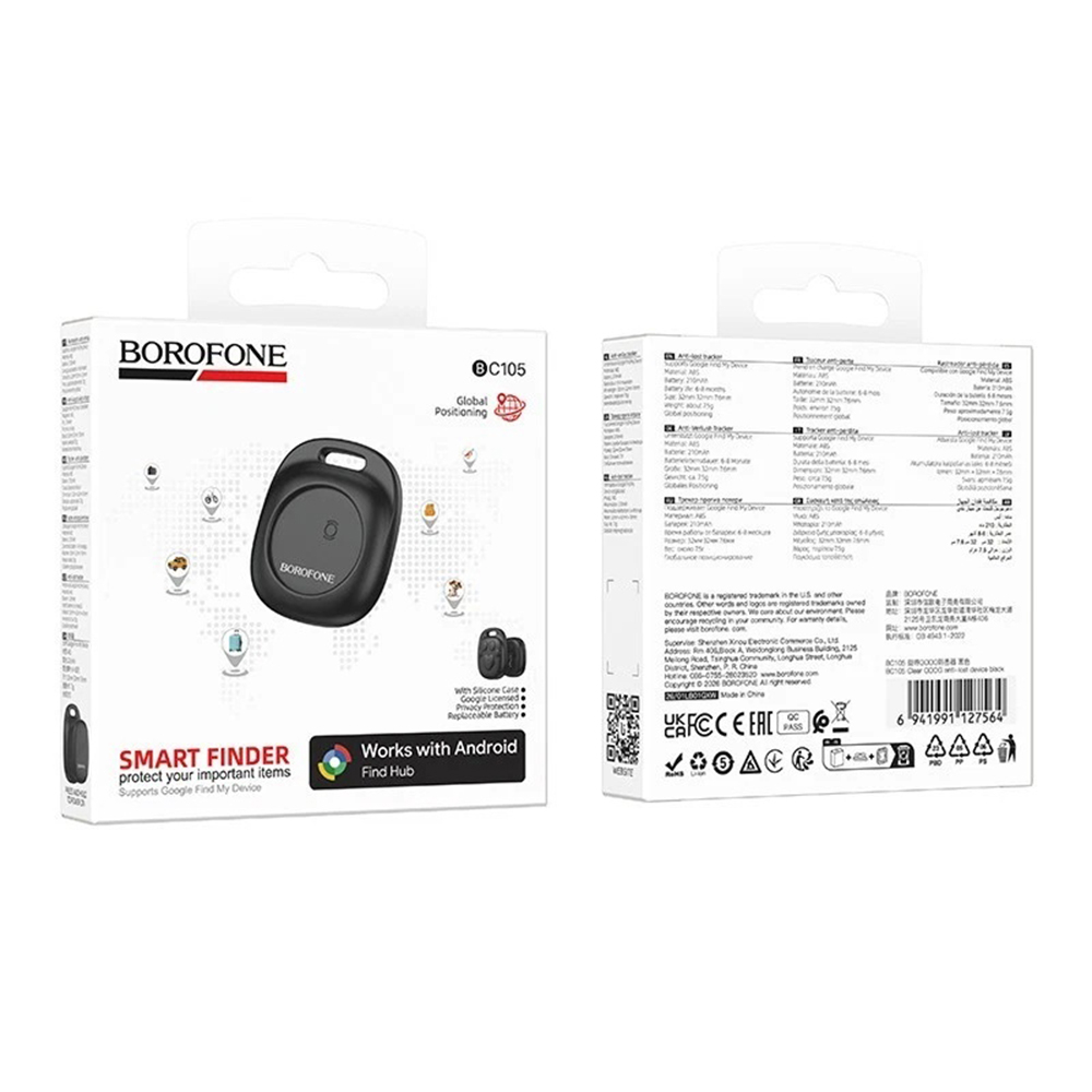 Tracker compact Borofone pentru localizarea obiectelor prin Google Find Hub pe dispozitive Android [6]