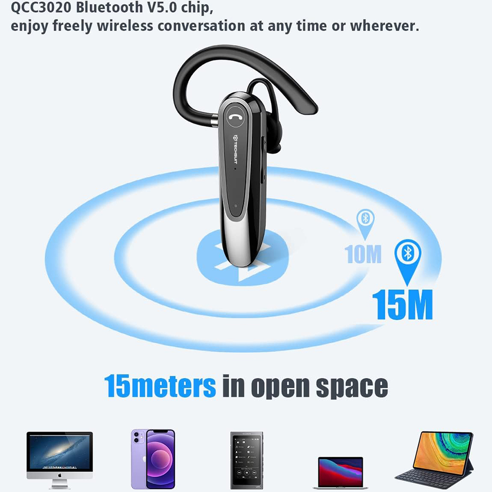 Cască Bluetooth Techsuit AirTalk CB2, ENC, 20 ore, Negru [4]