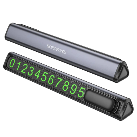 Accesorii GSM - Suport auto pentru număr de telefon Borofone FC3 Ronny – Negru/Gri metalic