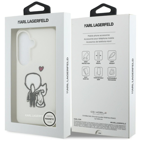 Accesorii GSM - Husă Samsung Galaxy S26 Karl Lagerfeld K&C Back Logo MagSafe – Albă