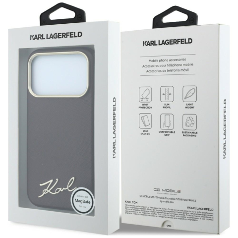 Accesorii GSM - Husă Karl Lagerfeld Saffiano iPhone 18 Pro/17 Pro, Bordo