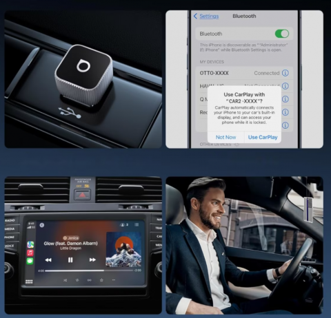 Adaptor wireless Ottocast Mini Cube CP88-T2 CarPlay Android Auto [3]