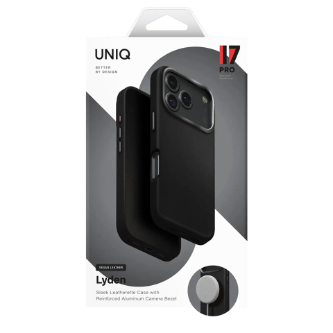Husă iPhone 17 Pro UNIQ Lyden Leatherette – Neagră [2]
