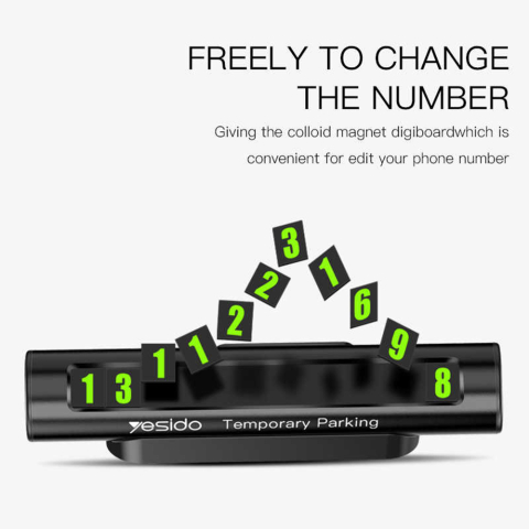 Suport auto pentru număr de telefon Yesido C68 – Negru [5]