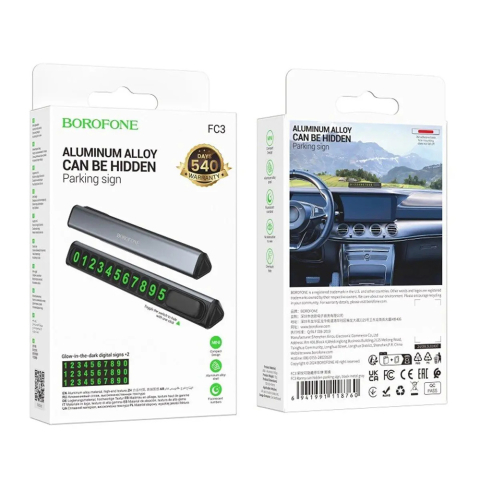 Suport auto pentru număr de telefon Borofone FC3 Ronny – Negru/Gri metalic [3]
