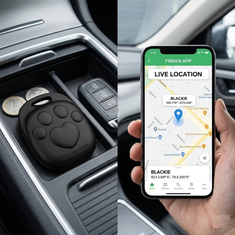 Tracker compact Borofone pentru localizarea obiectelor prin Google Find Hub pe dispozitive Android [1]